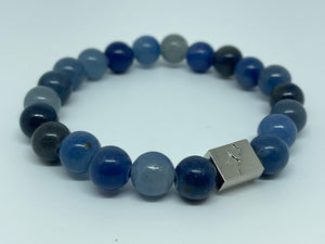Project TEAM Blue Beaded Bracelet with Silver Logo
