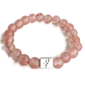Pink Beaded Bracelet with Silver Logo