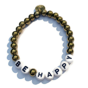 “Be Happy” Beaded Bracelet